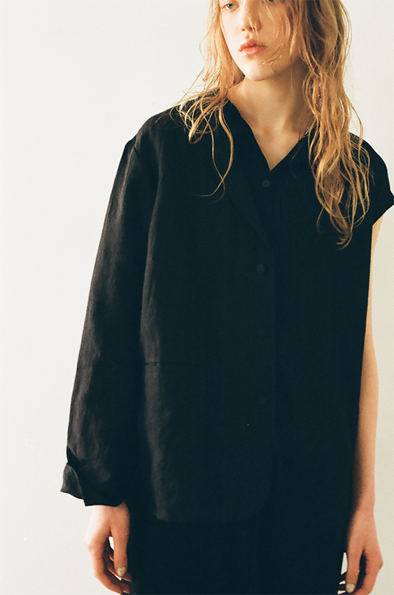 mochi 2026 spring summer black shirt dress soft texture portrait